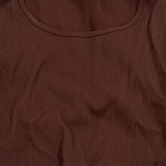 Brown Ribbed Long Sleeve Top - Picture 3 of 3